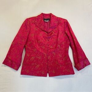 Vintage Silk-Linen Elegant Pink Brocade Women's Jacket, Asian Kimono Style, Sz S